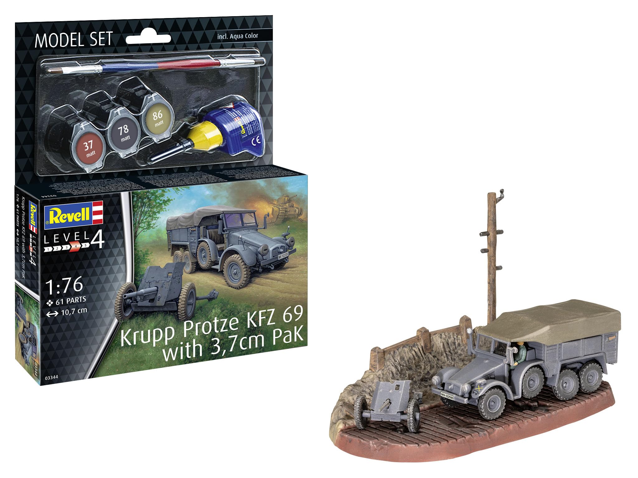 Revell Model Set 63344 Krupp Protze Kfz 69 With 3.7Cm Pak