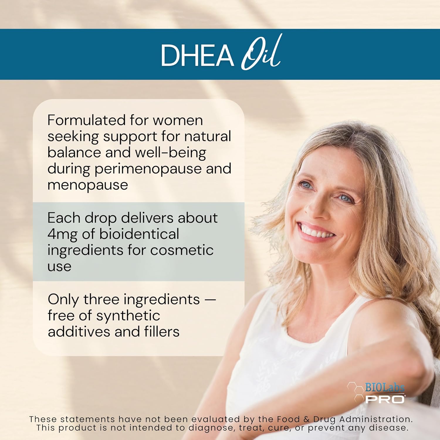 BIOLABS PRO Dhea Oil - Bioidentical Natural Hormone Balance Support For Women or Men - Six Month Supply - Topical - 2oz