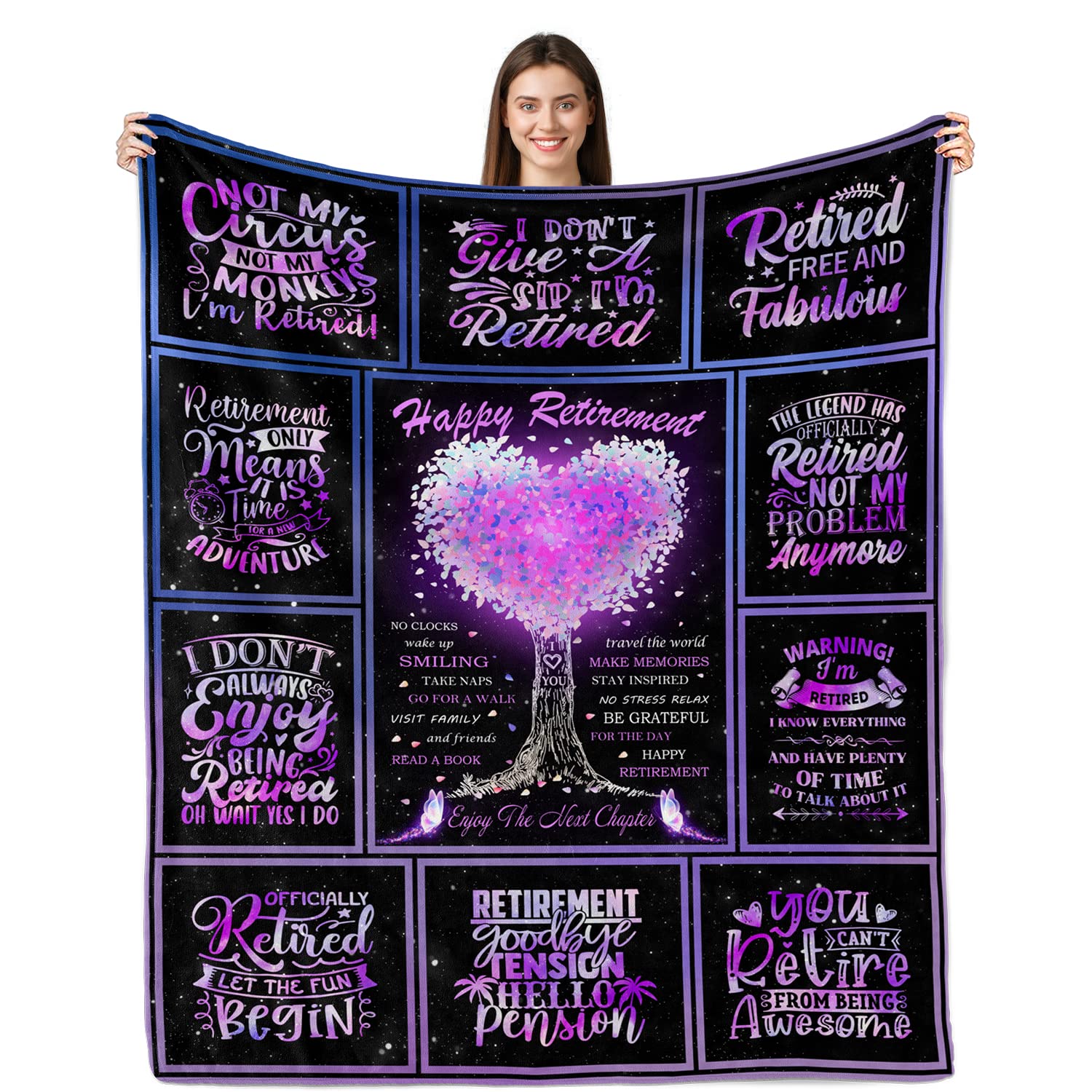 Yufobel Flannel Retirement Throw Blanket, 50"x60", Purple