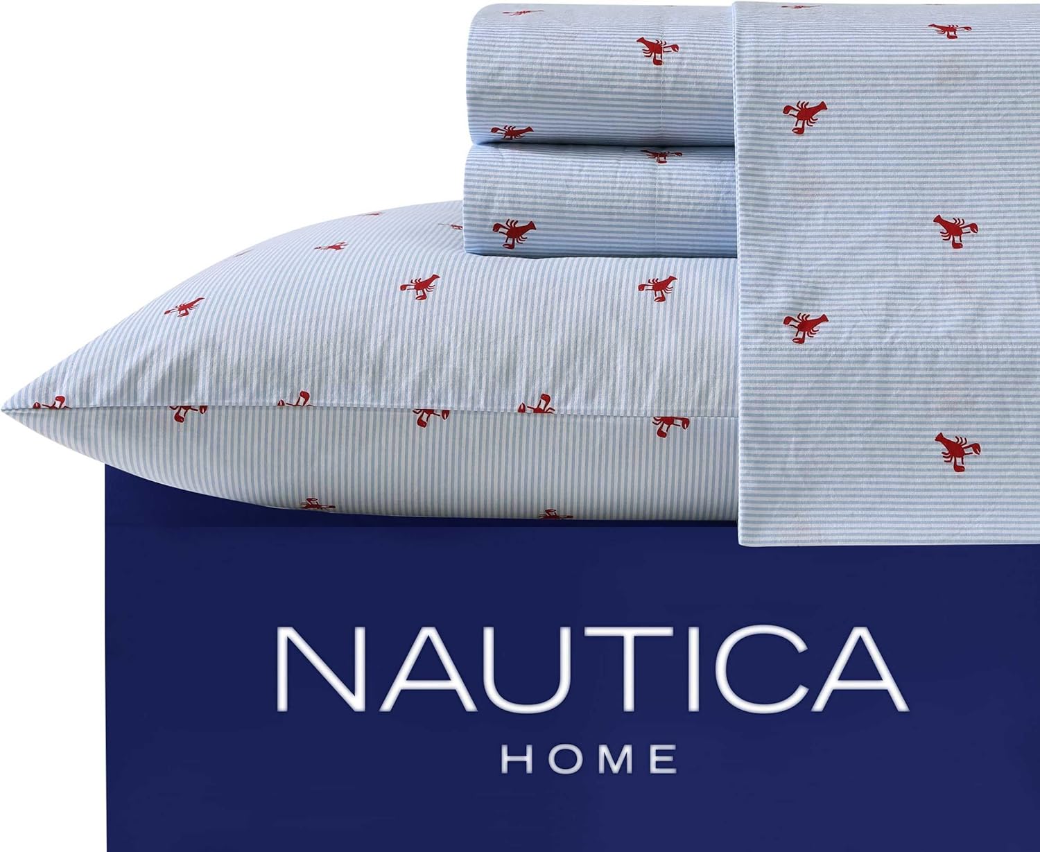 Nautica - Queen Sheets, Cotton Percale Bedding Set, Casual Home Decor (Lobster Walk Red, Queen) - Image 2