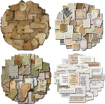 365 PCS Scrapbook Stickers Junk Journal - Old Handwritten Notes & Inspiring Quotes Torn Edge Retro Collage Stickers for Scrapbooking Journaling Home Decor Retro Enthusiasts