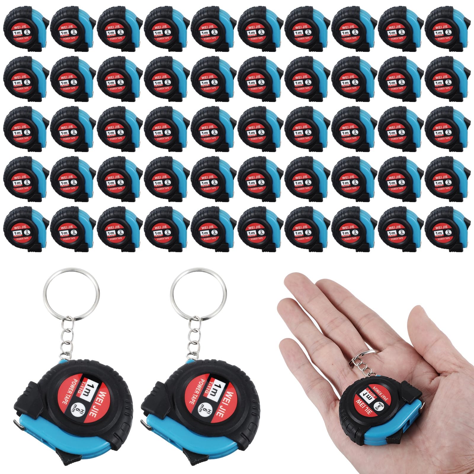 50 Pcs Mini Tape Measure Keychain 1 m/ 3 ft Retractable Pocket Etractable Small Tape Measure Keychains with Lock Bulk Pocket Measuring Keychain for