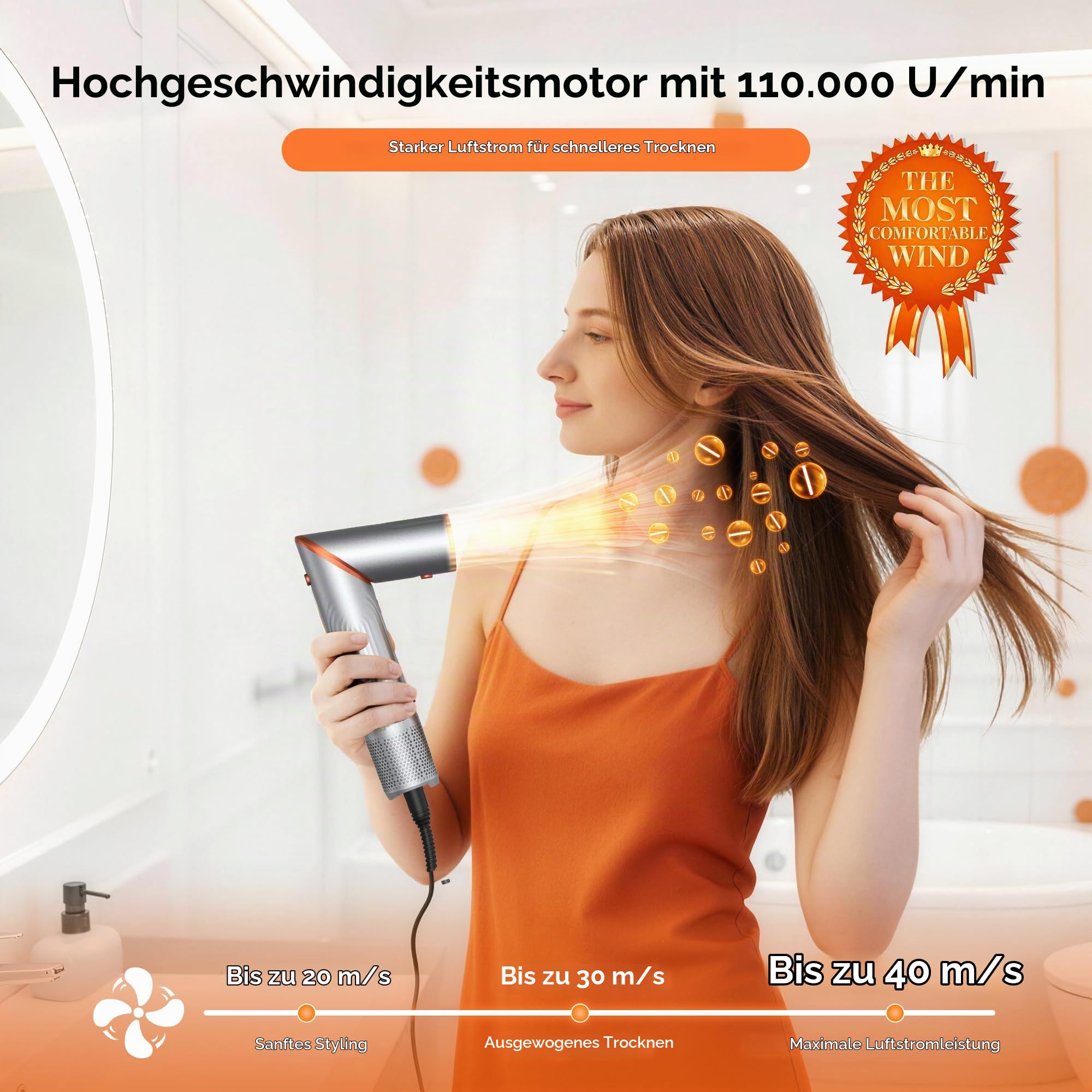 High-Speed 5 in 1 Haarstyler - Faltbarer Multistyler mit Coanda | 110.000 U/min Motor, rundbürste föhn für Volumen, Ionen Lockenföhn & Warmluftbürste Set, ideal für Reisen