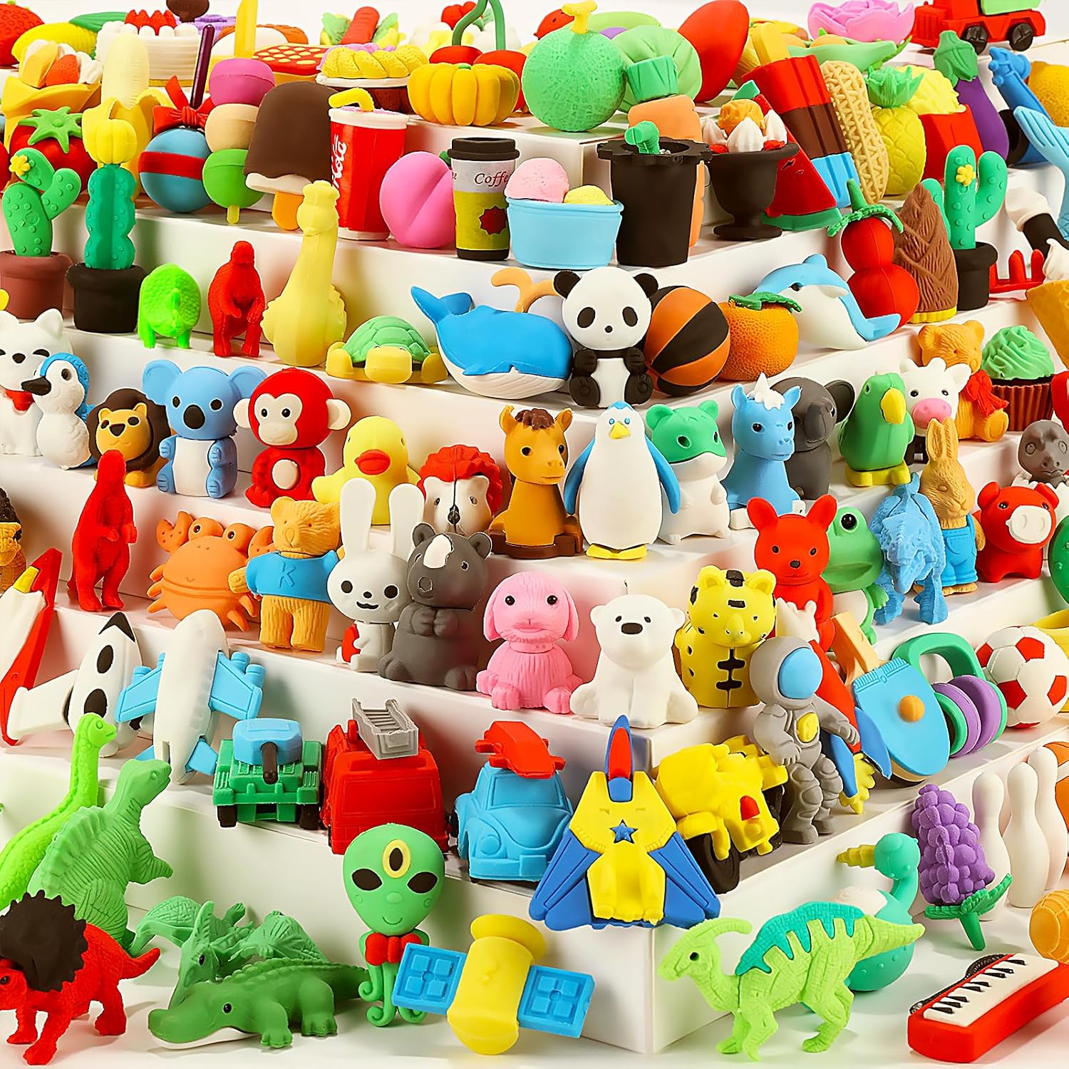 URSKYTOUS 130Pcs Animal Erasers Kids Pencil Erasers Desk