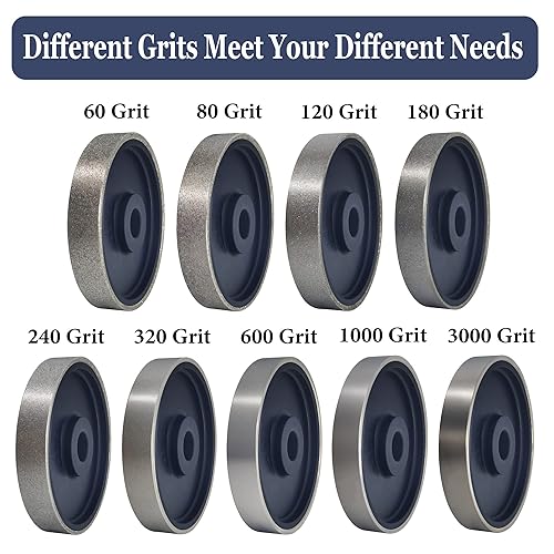 Miniatura 4 de Muela abrasiva de joyería lapidaria de diamante, diámetro de 6 x 1 pulgada de ancho, agujero de eje de 1 pulgada, muela abrasiva de diamante de