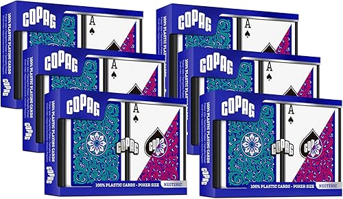 Copag 1546 Neoteric Design - Juego de cartas 100% de plástico, tamaño de póquer (estándar) verderojo (índice regular, 6 juegos)