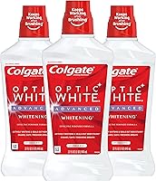 Colgate Optic White Alcohol Free Whitening Mouthwash, 2% Hydrogen Peroxide, Fresh Mint - 946mL, 32 Fluid Ounce (3 Pack)