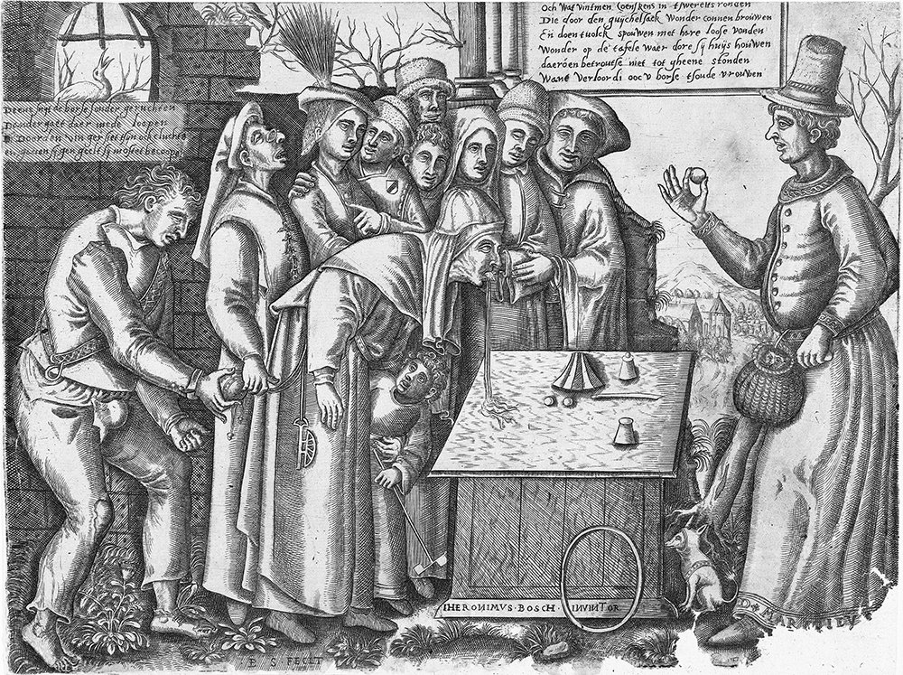Lámina decorativa de Hieronymus Bosch con elegante marco negro mate mediano
