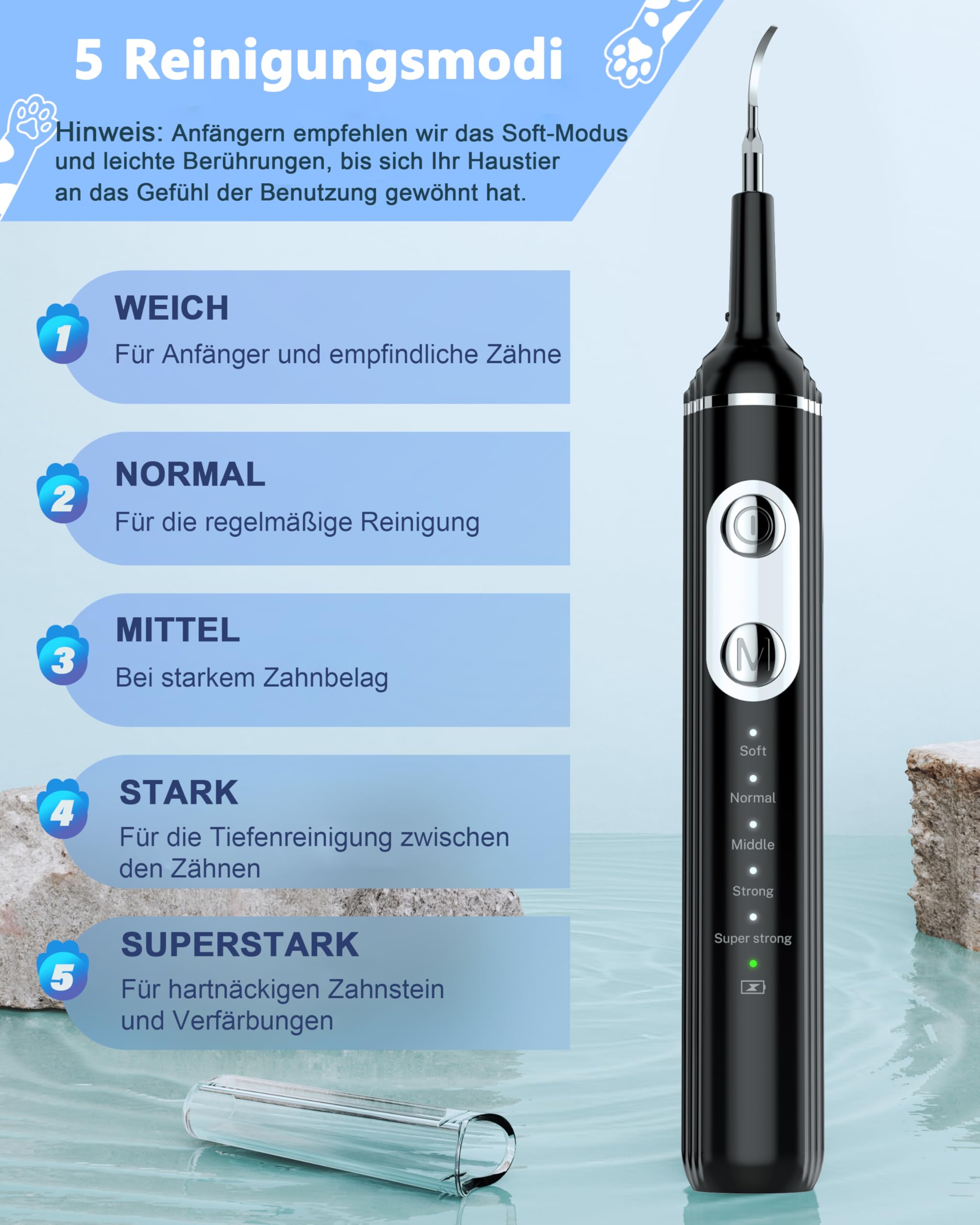 Stim-U-Dent Kit de limpieza dental ultrasónica para perro, limpiador dental para mascotas, para eliminar sarro y placa, con luz LED, cepillo de dientes para perros