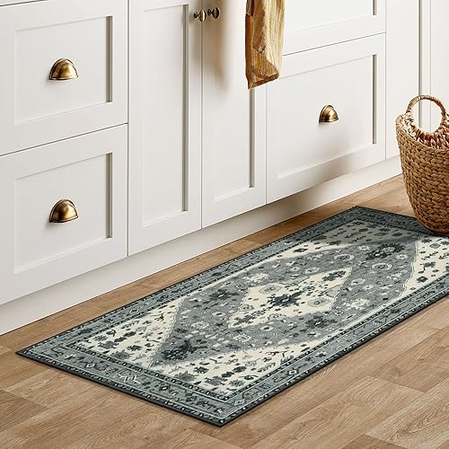 Miniatura 171 de Lahome Tapete tribal bohemio, pequeño, suave, antideslizante, lavable, de pelo corto, para piso en puerta, interior, entrada, baño, silla, Verde