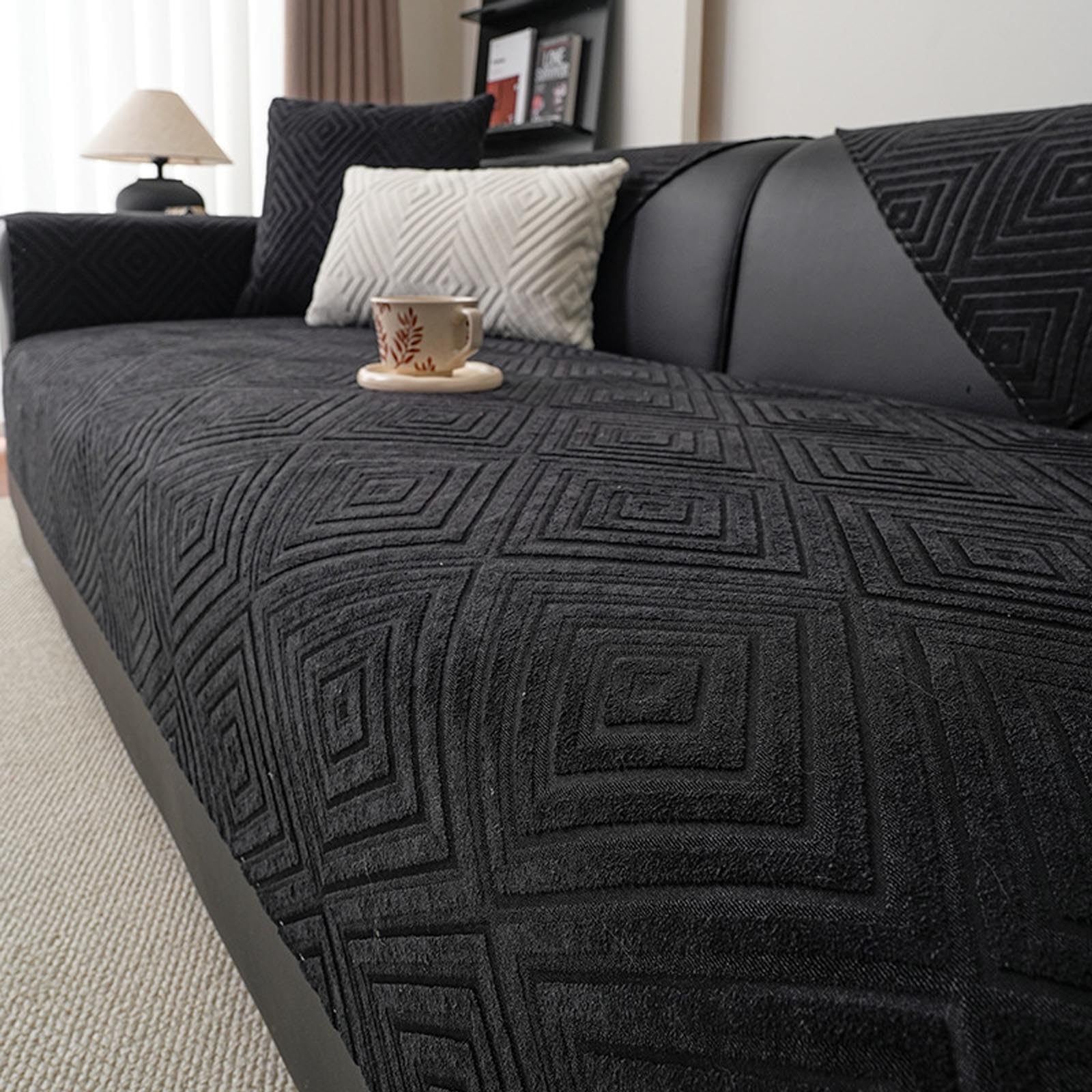 Couvre-canapé chenille 70x150 cm antidérapant pour protection de canapé en L