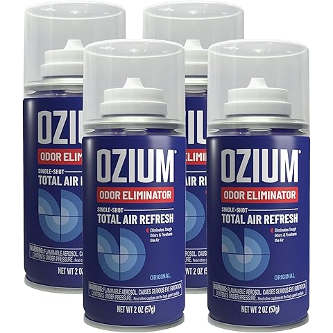 OZIUM® Air Freshener Odor Eliminator, 2oz Single Shot Total Air Refresh & Car Air Freshener – Original – 4 Pack