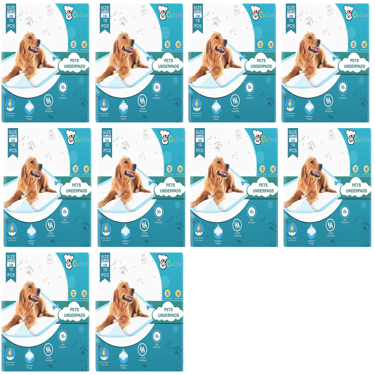 Cudzee Pee Pads for Pet Training Pads, Pet and Puppy Training Pads, Water Proof Dog Pee pad (Large Size Underpad 60 X 90cm) (Pack of 100) (B0BRL9ZK77) Amazon Price History, Amazon Price Tracker