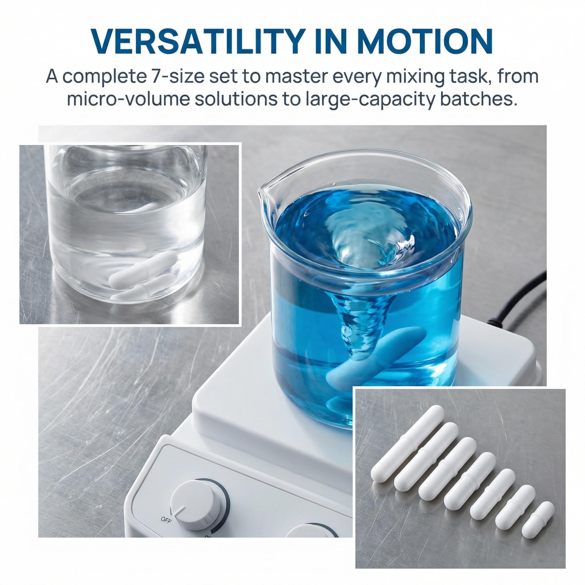 Magnetic Stir Bar Set - 7pcs PTFE Lab Stirrer -6
