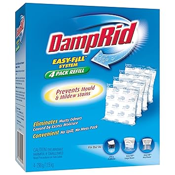 DampRid FG92 Moisture Absorber Easy-Fill System Refill, 4-10.5-Ounce Packets by DAMPRID