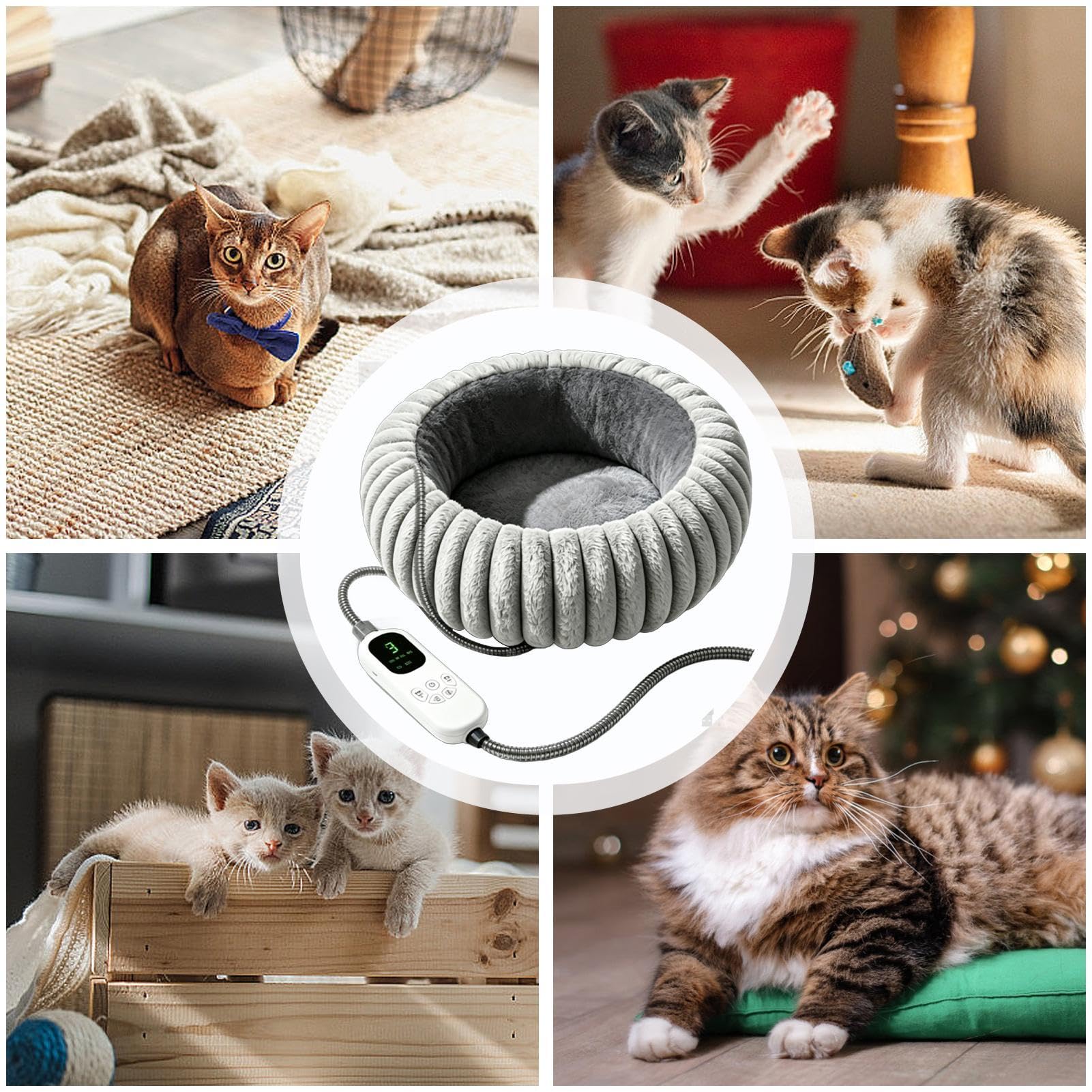 Generico Cuccia Riscaldata Per Gatti 9 Livelli Morbido Peluche Regolabile | Tappetino Riscaldante Per Animali per Angolo Casa Interno Soggiorno Camera Ufficio