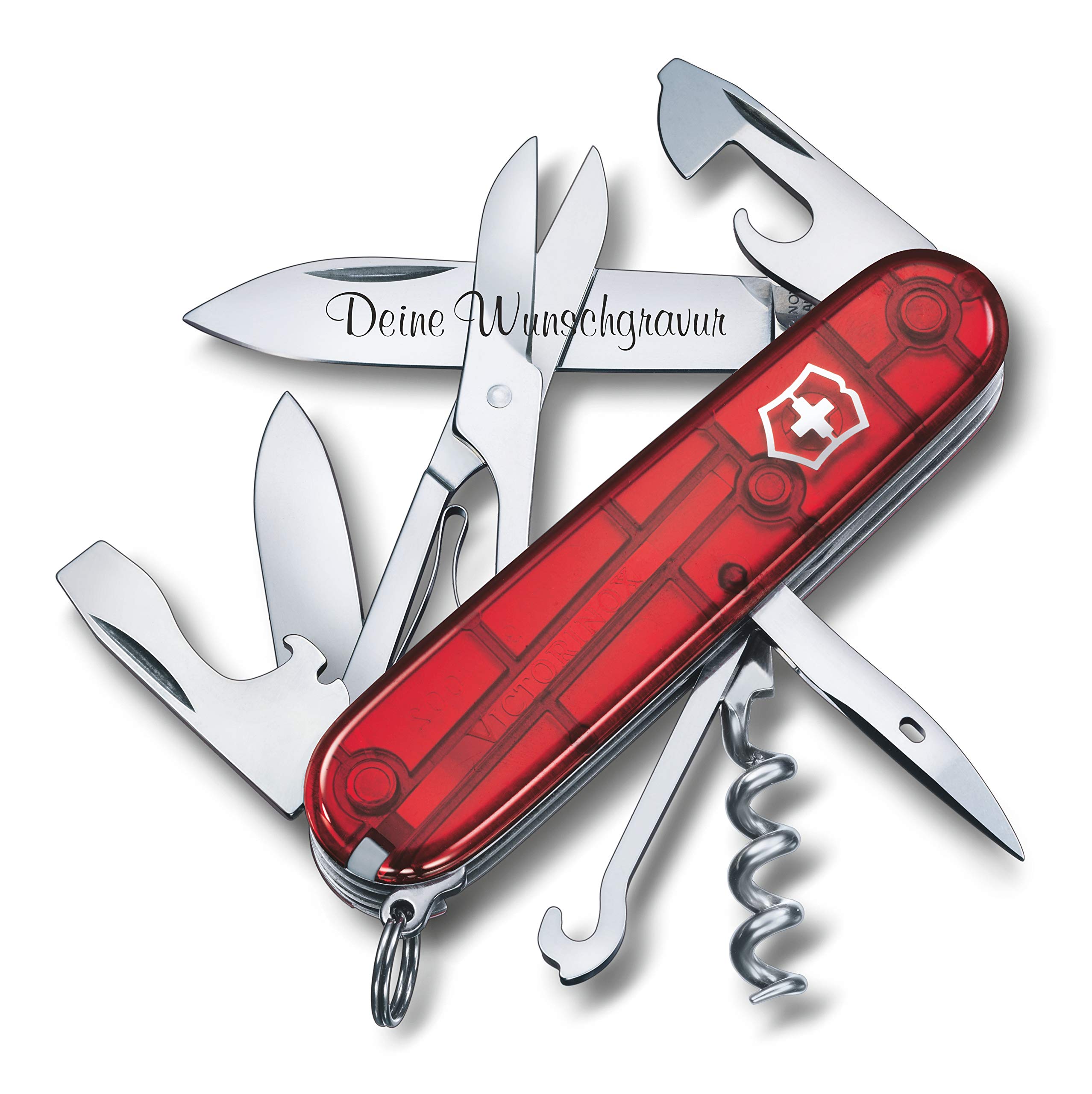 Victorinox Navaja Escalador con Petición Grabado en La Hoja I Regalo para Hombres Mujer I para Cumpleaños I Suiza Navaja Personalizada con 14 Funciones 1.3703