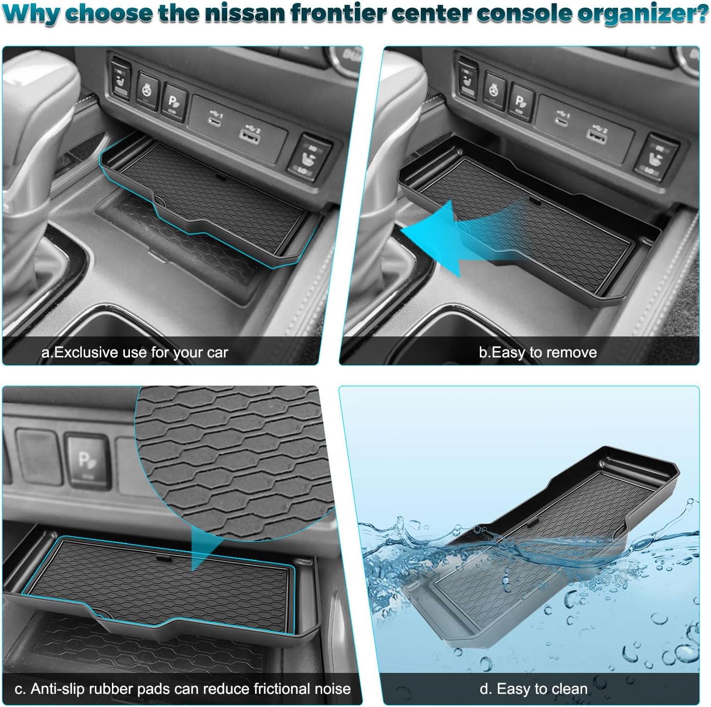 Upgrade Center Console Organizer Tray Compatible with 2022-2026 Nissan Frontier for Under Climate Control Storage Box Insert Accessories (Easy to Install)