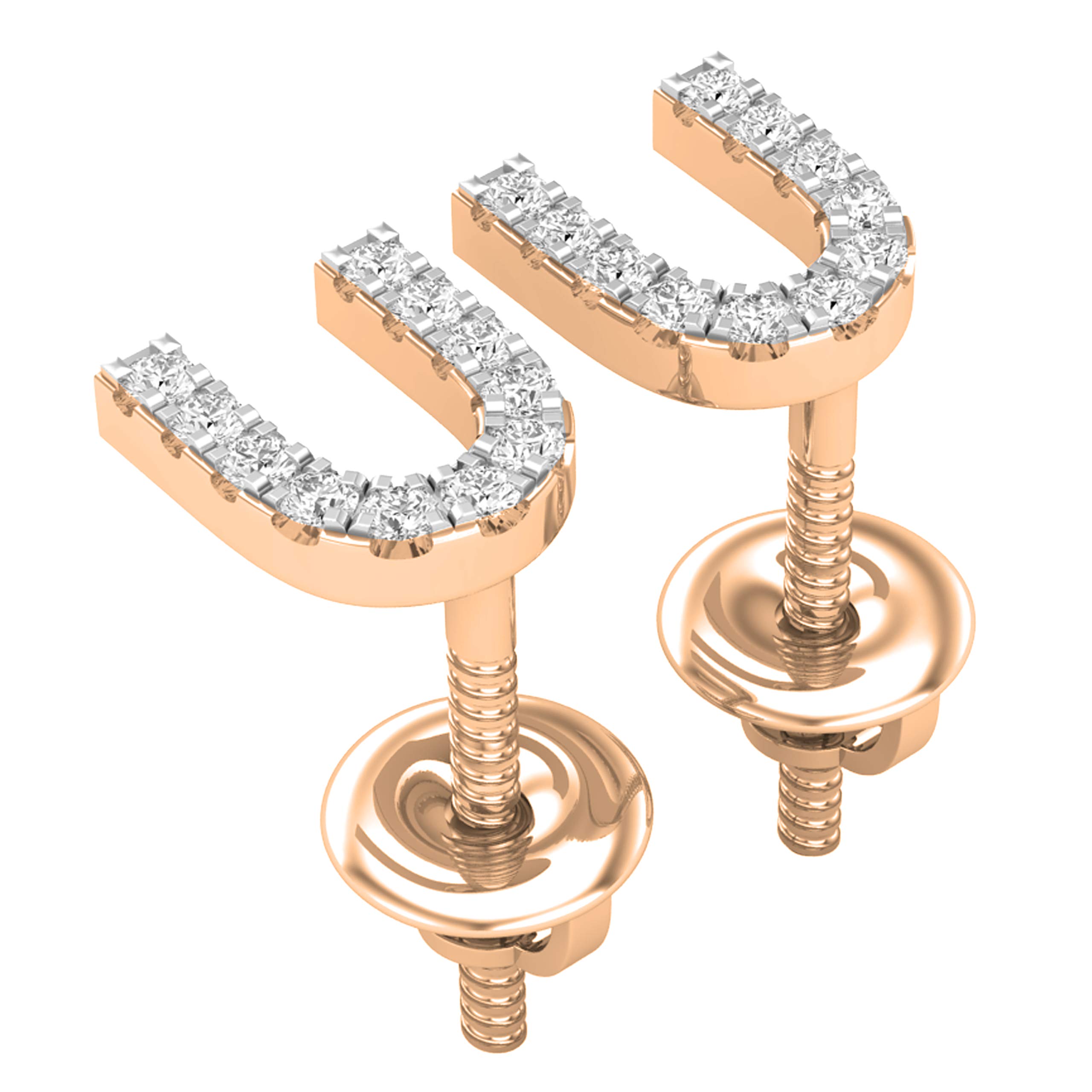 Dazzlingrock Collection - Pendientes de tuerca de 0,10 quilates (0,10 quilates (ctw), diseño de letra inicial de alfabeto blanco, 1/10 quilates, disponible en oro de 10 K/14 K/18 K y plata de ley 925