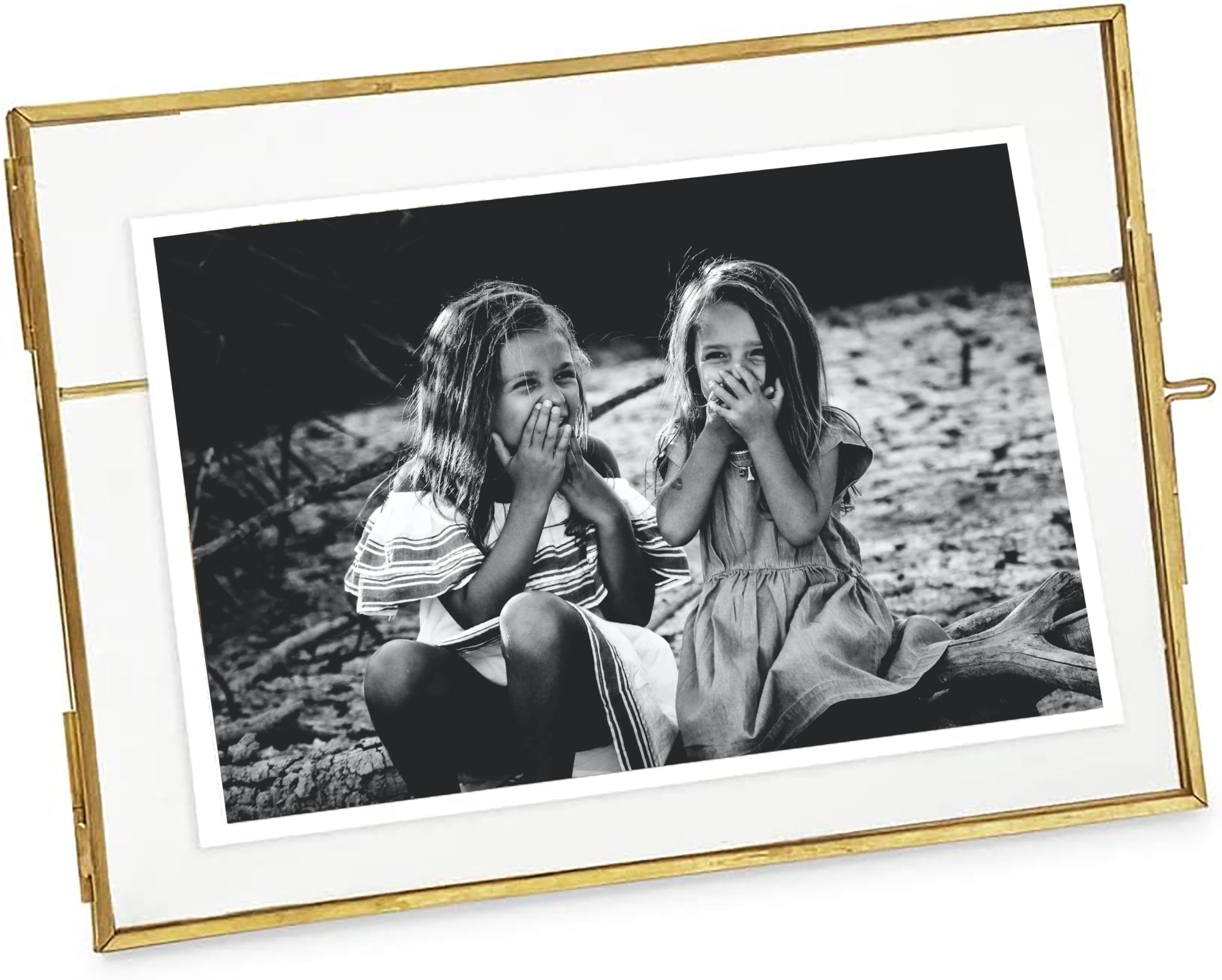 Cadre photo doré 10,2 x 15,2 cm petit cadre verre pressé flottant horizontal