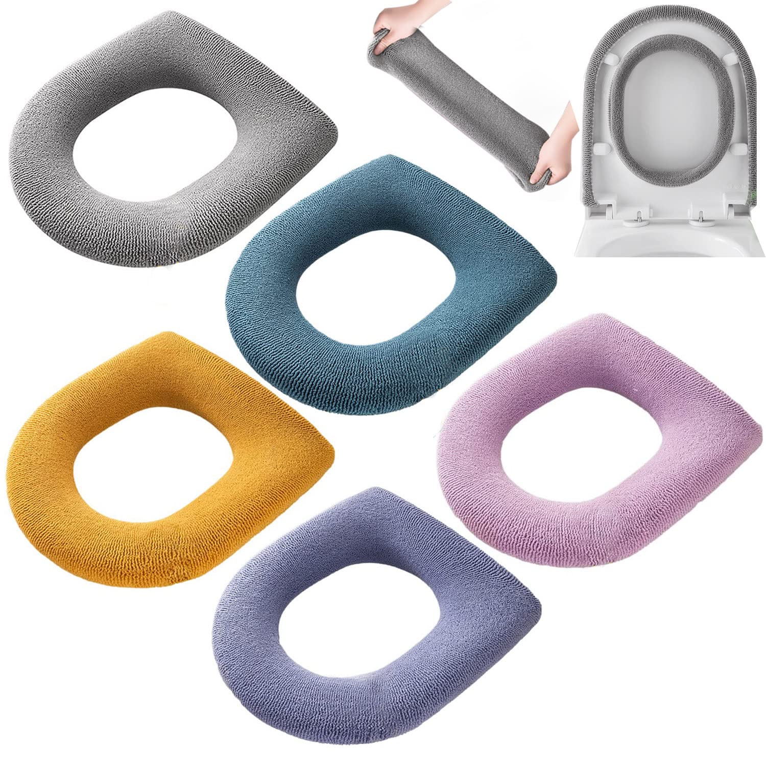 Housse De Siège De Toilette Douce Pour Salle De Bain D'hiver Avec Boucle De Suspension - Coussin Lavable Et Confortable