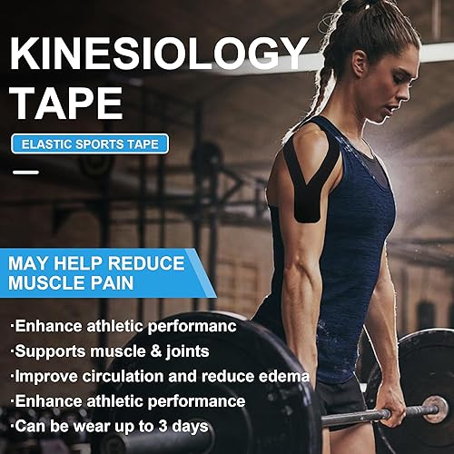 Miniatura 2 de Kinesiology Tape K - Cinta deportiva de 3 rollos, cinta cinética para apoyo articular y alivio del dolor muscular, cinta de rodilla, 2 pulgadas x