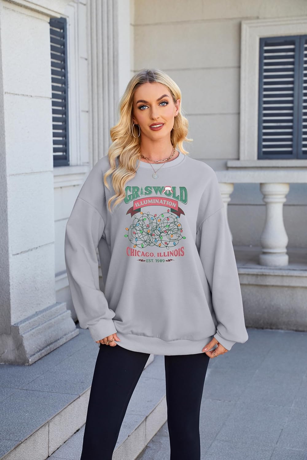 Oversized Christmas Sweatshirt for Women Funny Christmas Holiday Sweatshirt Xmas Casual Pullover Vacation Top - Image 2