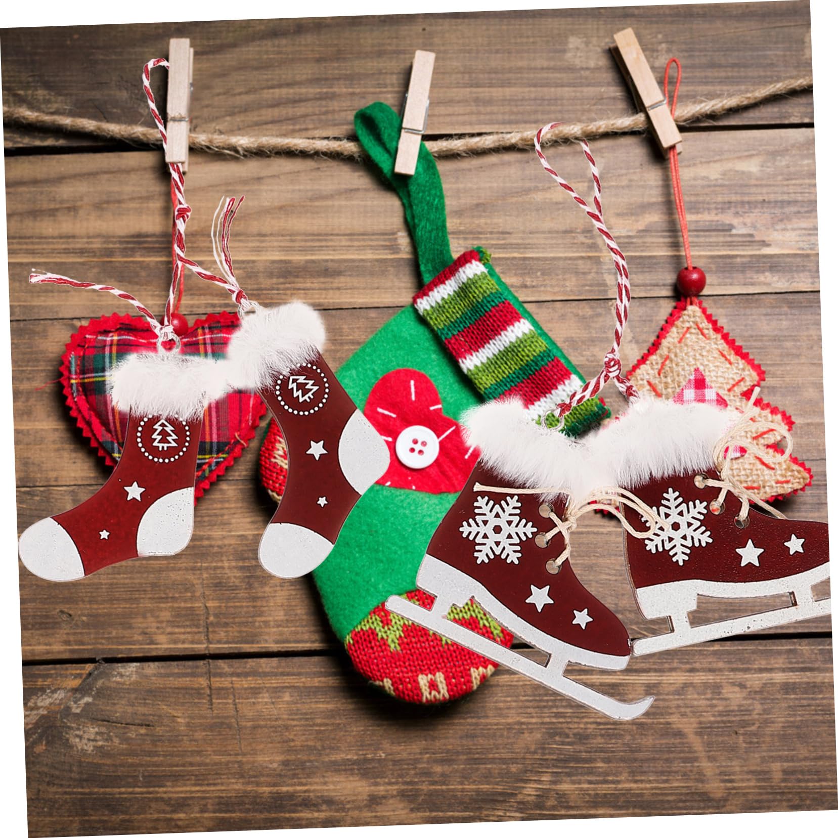 Cabilock 4 Juegos Suministros De Decoración Navideña Colgantes De Esquí. Decoraciones Navideñas Al Aire Arbol De Navidad Colgando Árbol De Navidad Brillo Felpa De Madera 6 Piezas * 4
