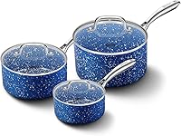 Vista 22 de Saucepan Set, Nonstick 2Qt & 3Qt Sauce Pans with Lids, Small Pot with Lid - Natural Granite, Grey