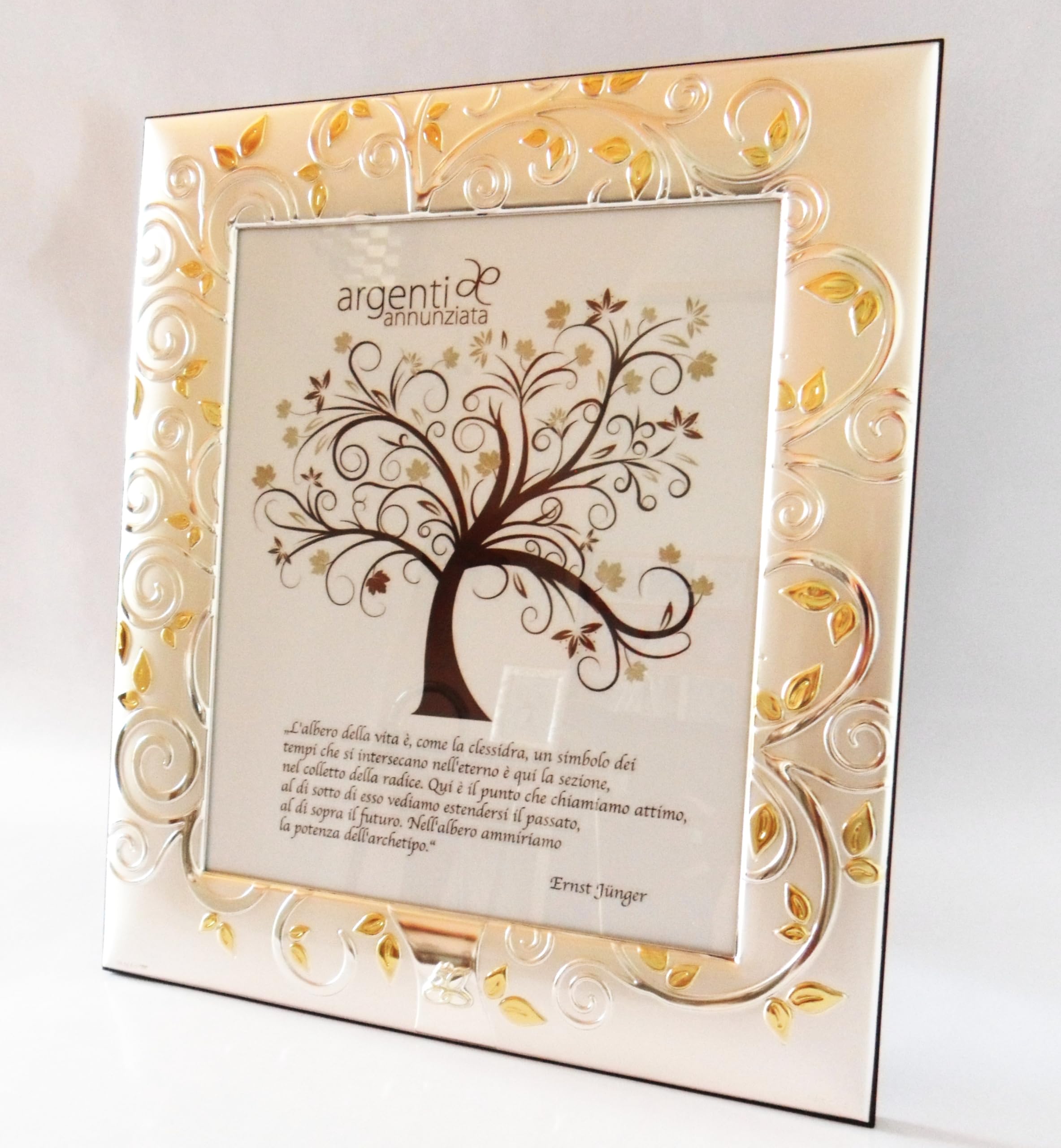 Argenti Annunziata NOZZE D'ORO 50° ANNIVERSARIO DI MATRIMONIO CORNICE PORTAFOTO MAXI IN ARGENTO L'ALBERO DELLA VITA cm34x30 FOTO cm25x20 FASCIA cm5 PORTAFOTOGRAFIE -> TUA IN 24/48h
