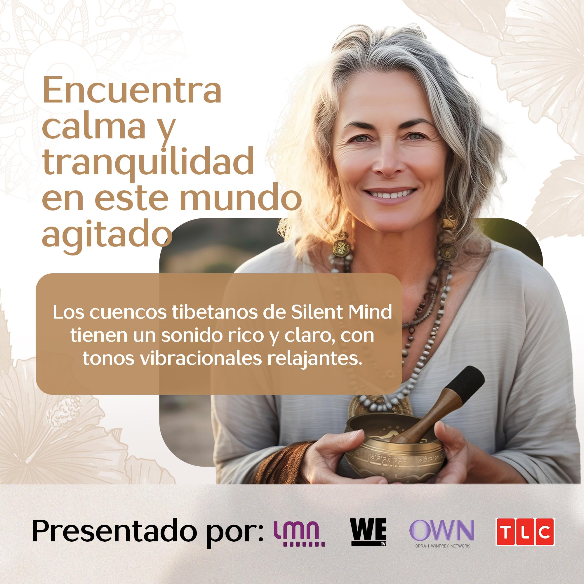 Silent Mind Cuenco Tibetano 10 cm Hecho a Mano con Mazo y Cojín - Sonido puro para meditación y relajación, artesanía de Nepal, ideal para regalo