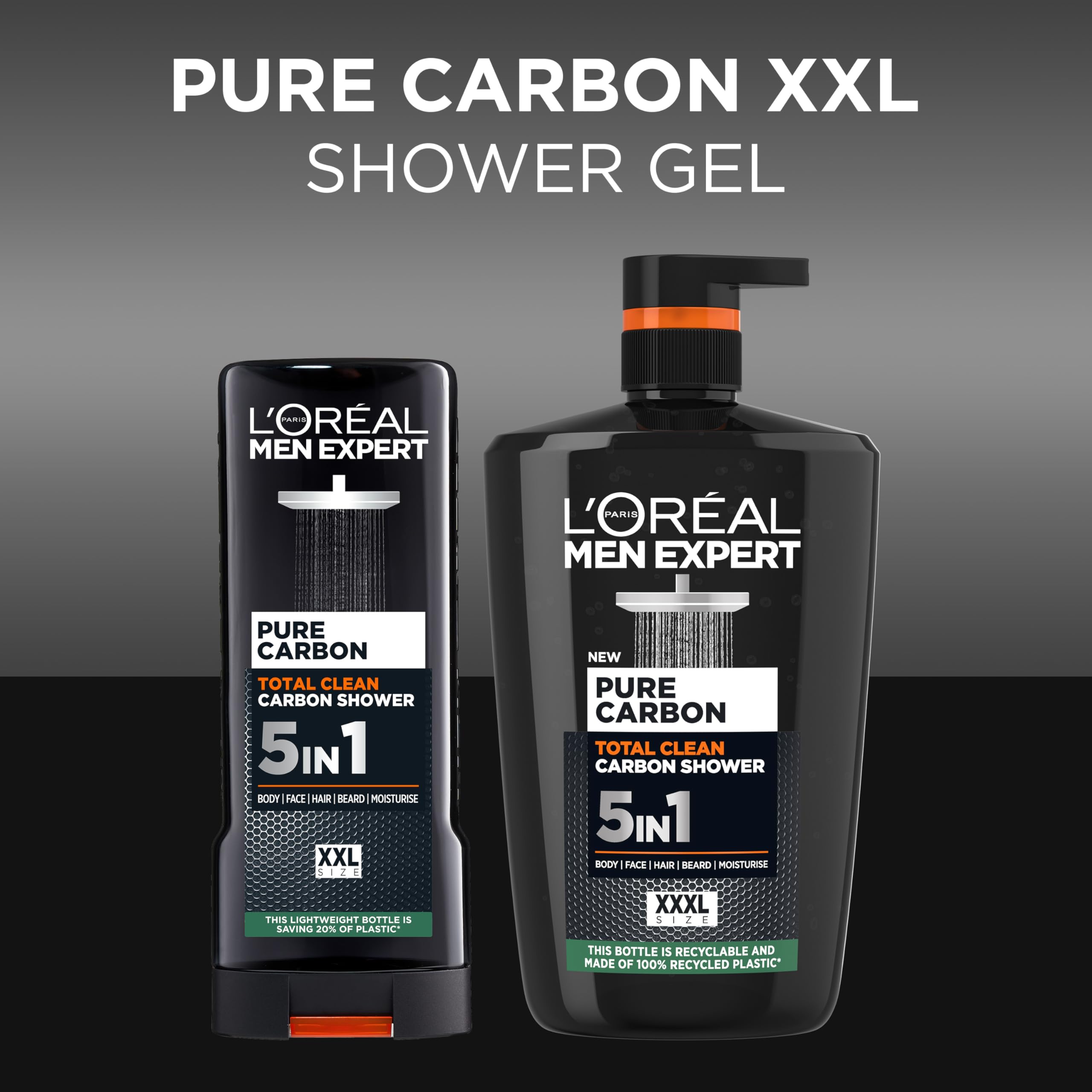 L'Oréal Men Expert, Pure Carbon, 5-in-1 XXL Shower Gel, A Total Action Body, Face, Hair Wash, Shave and Moisturiser Powered By Carbon, Total 5-in-1 Action, Large 1L Pump - 4