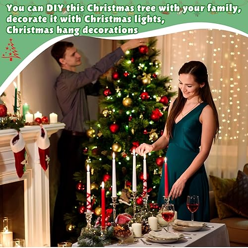 Miniatura 6 de Paquete de 2 árboles de Navidad artificiales de pino con puntas de rama, soporte de metal plegable, árbol de Navidad para Navidad, vacaciones,