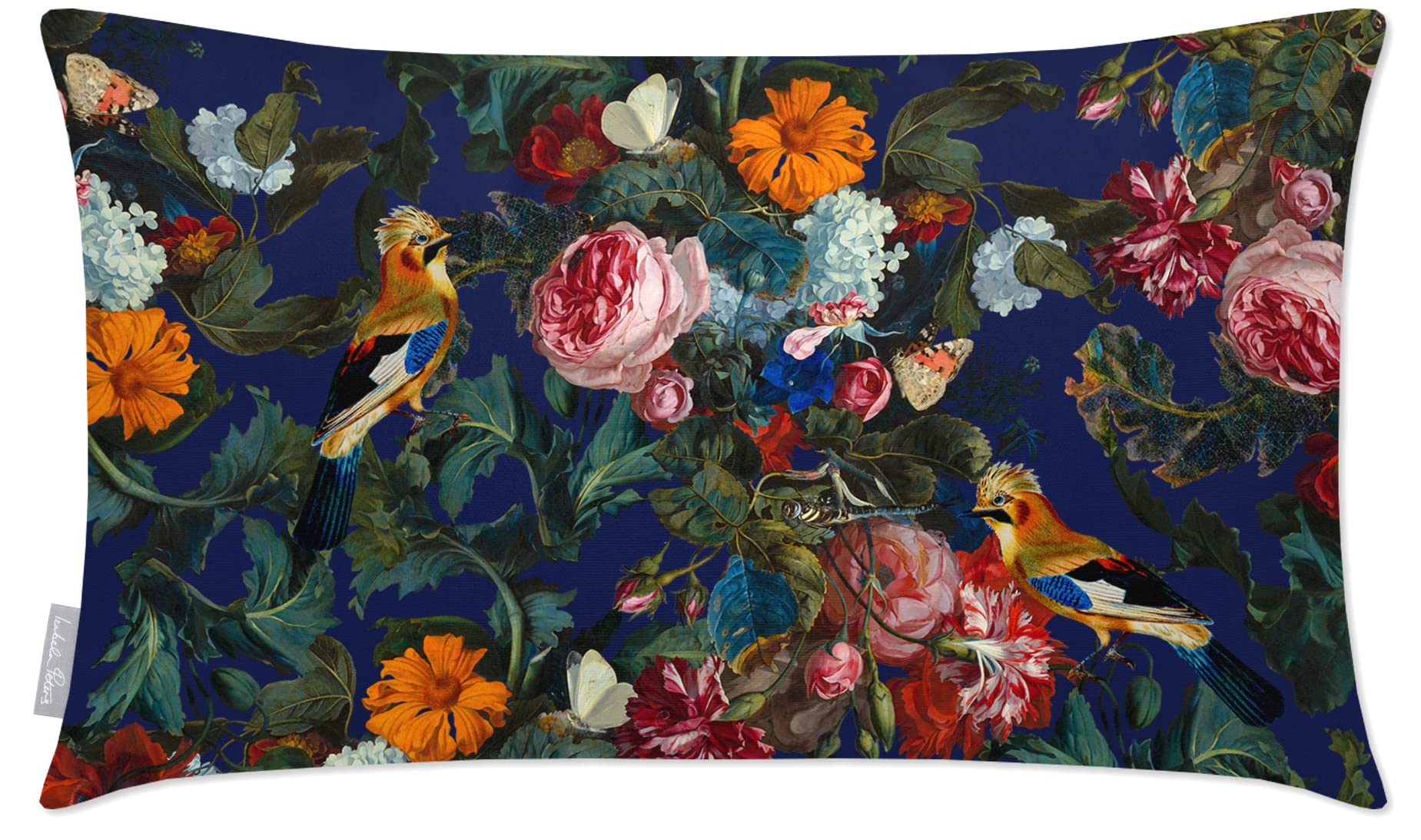 Izabela Peters Midnight Outdoor Cushions Waterproof, 50 X 30 Cm, Filled Outdoor Cushion, Birds In Paradise- Garden Furniture Cushions, Outdoor Seat Cushions, Garden Chair Cushions