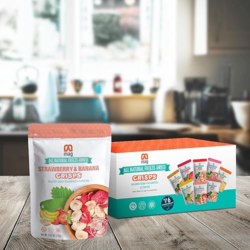 Miniatura 7 de MAG Bocadillos de fruta de plátano y fresa, chips de frutas naturales secas congeladas, frutas frescas y deshidratadas para ensalada, batido de