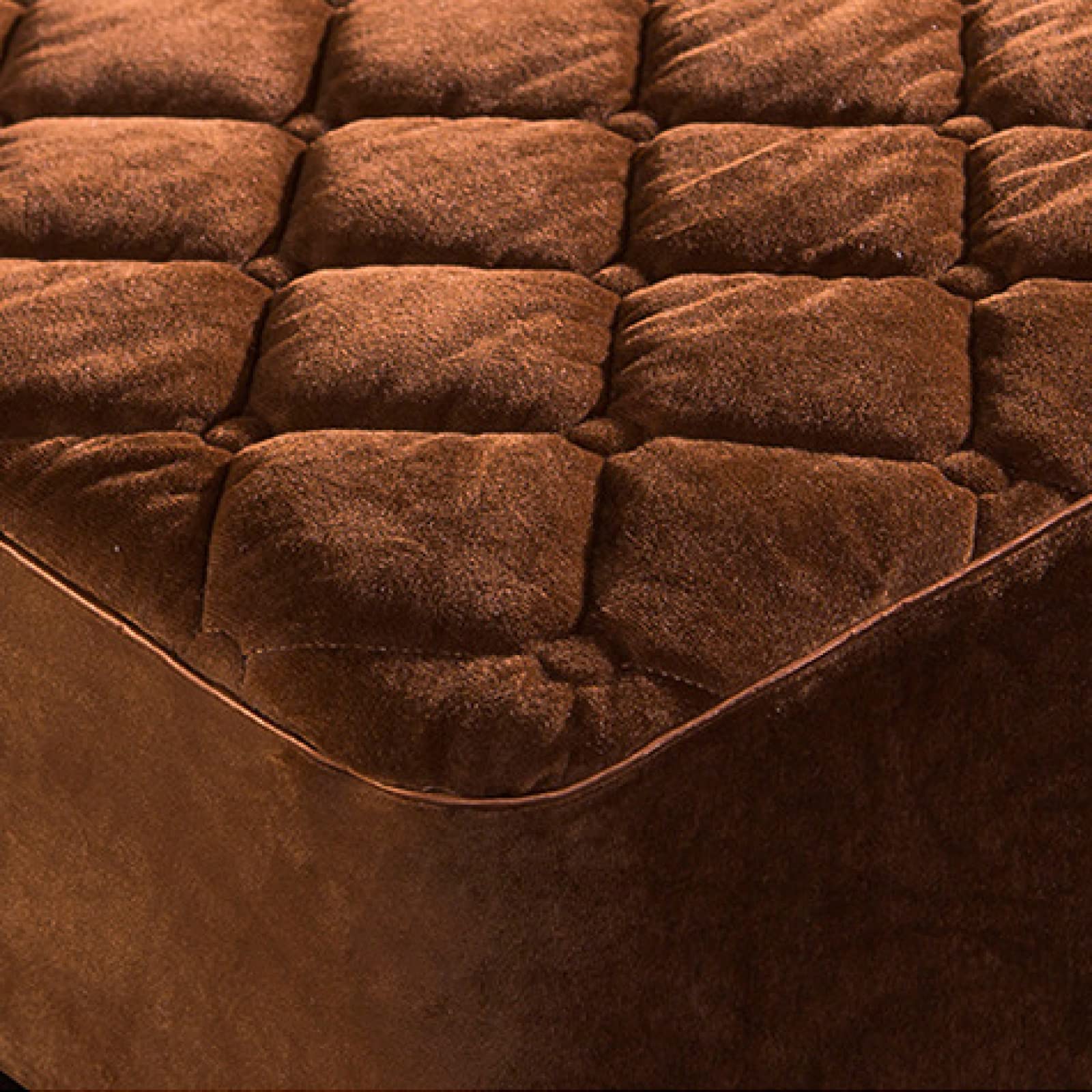FCLDESHOP Sabana Bajera Ajustable Cama,Acolchado Cálido Terciopelo De Cristal Caja Colchón De Primavera, Sábana De Ajuste Grueso De Color Sólido Bolsa De Colchón Colcha,A Cuadros Gris,120 * 190cm