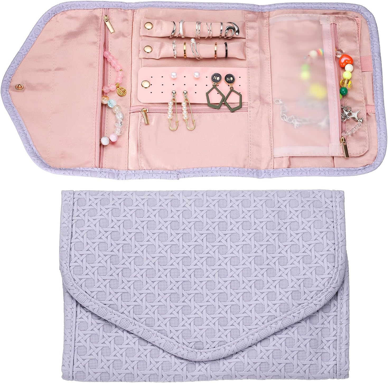 PATIKIL Travel Jewelry Organizer Case, Foldable Travel Jewelry Storage Roll Envelope Clutch for Rings, Necklaces, Earrings, Bracelets (43x23cm, Purple) PATIKIL Travel Jewelry Organizer Case, Foldable Travel Jewelry Storage Roll Envelope Clutch for Rings, Necklaces, Earrings, Bracelets (43x23cm, Purple)