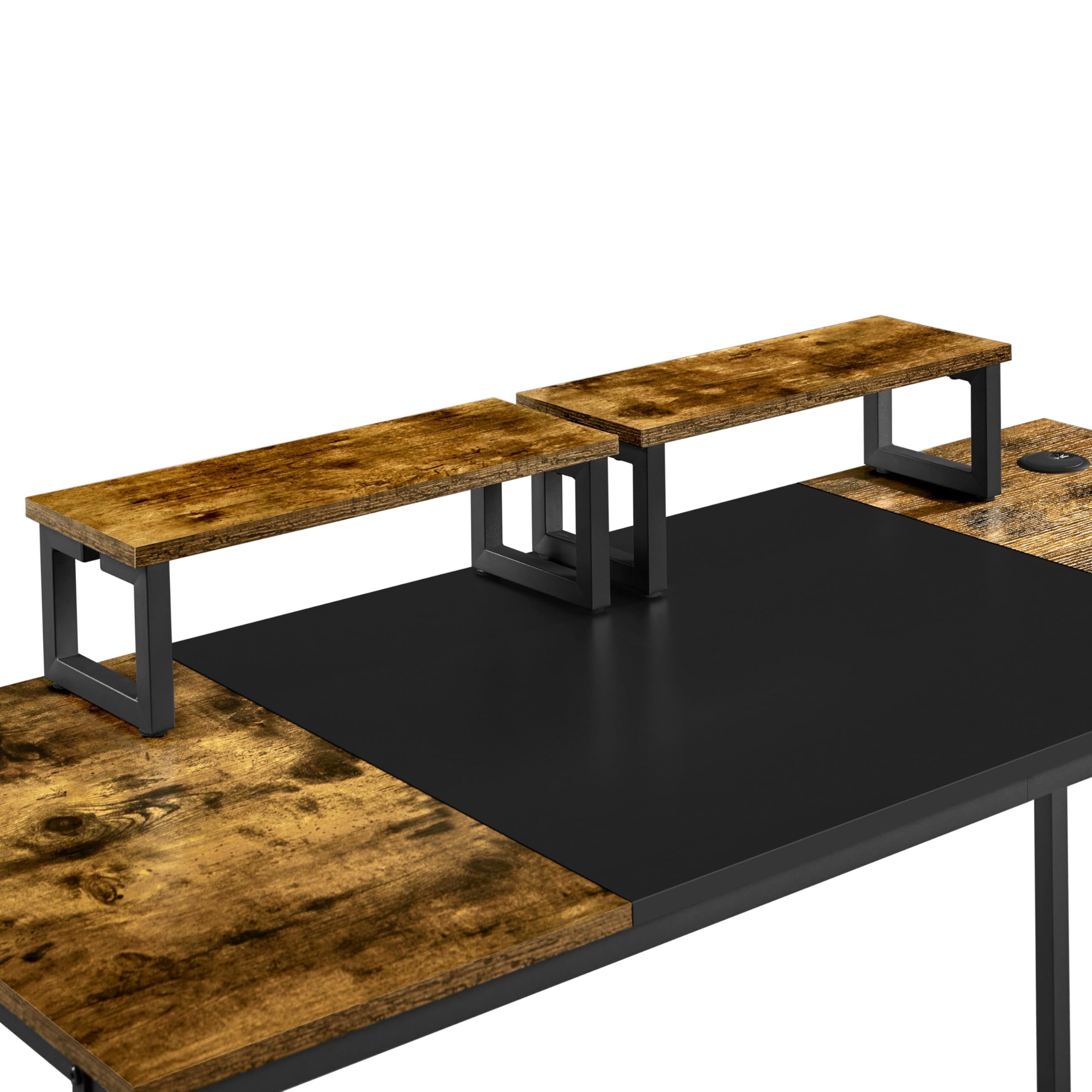 Yaheetech Scrivania per Computer Tavolo per PC Postazione di Lavoro Portaoggetti 140 x 60 x 89 cm Mobile da Ufficio a 2 Ripiani in Legno e Metallo Tavolo per Studio Vintage e Industriale