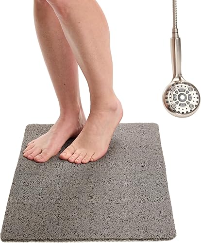 ENKOSI Loofah - Tapete antideslizante para ducha y baño, comodidad acolchada suave, sin ventosas para bañeras lisas o texturizadas, drenaje rápido,