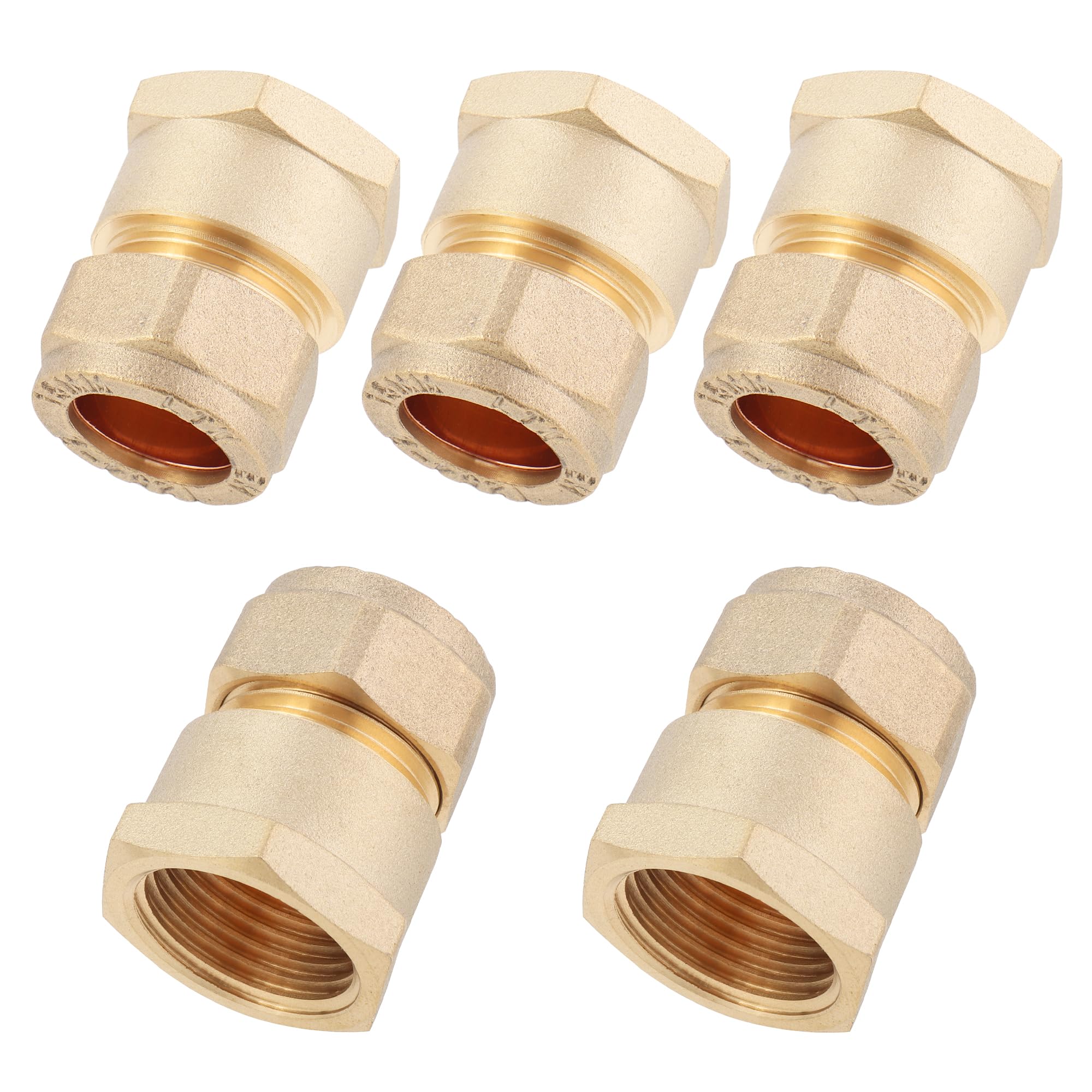 LTWFITTING Brass 15mm OD x 1/2-Inch Female BSP Compression Connector Fitting(Pack of 5)