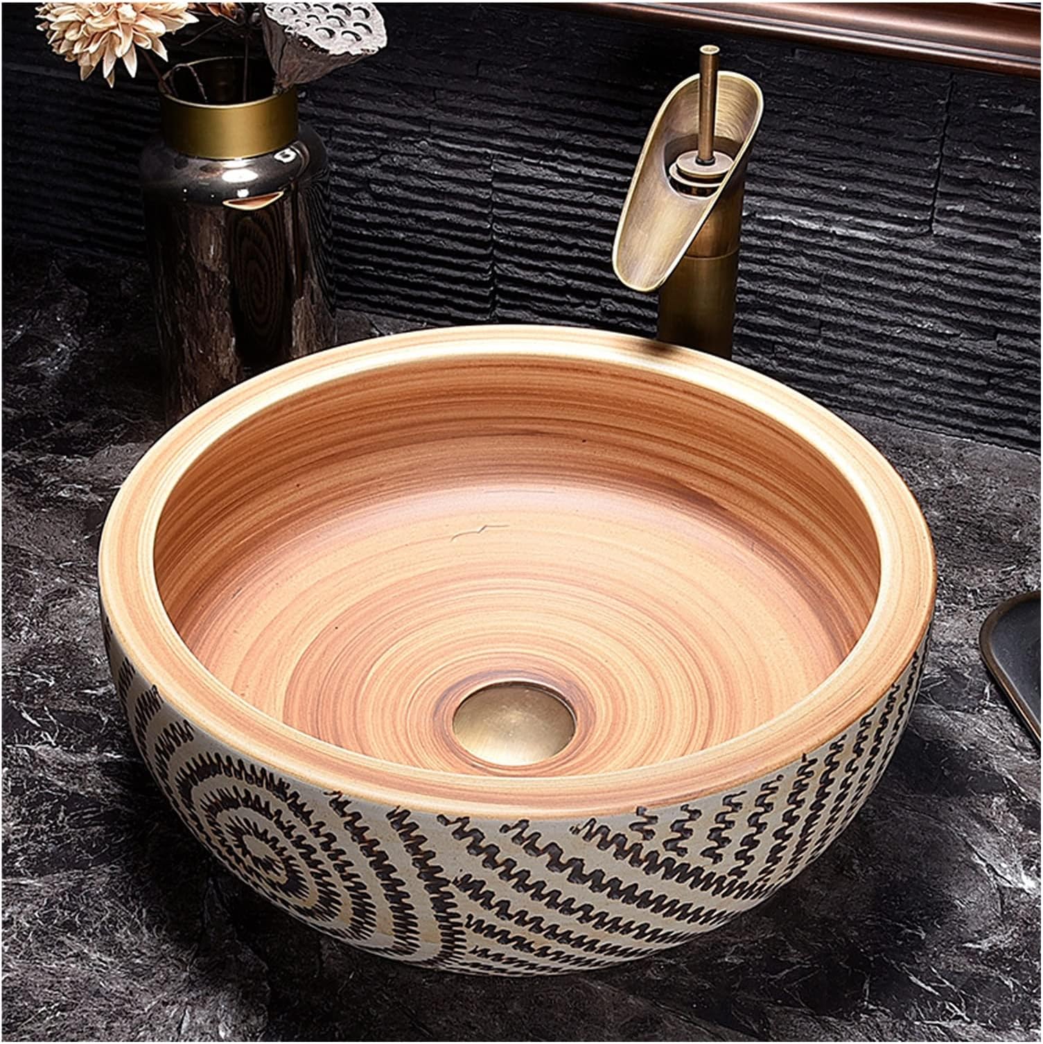Square Vessel Sink And Faucet Combo,Modern Bathroom Artistic Ceramic Bowl Art Basin With Pop Up Drain,B,A
