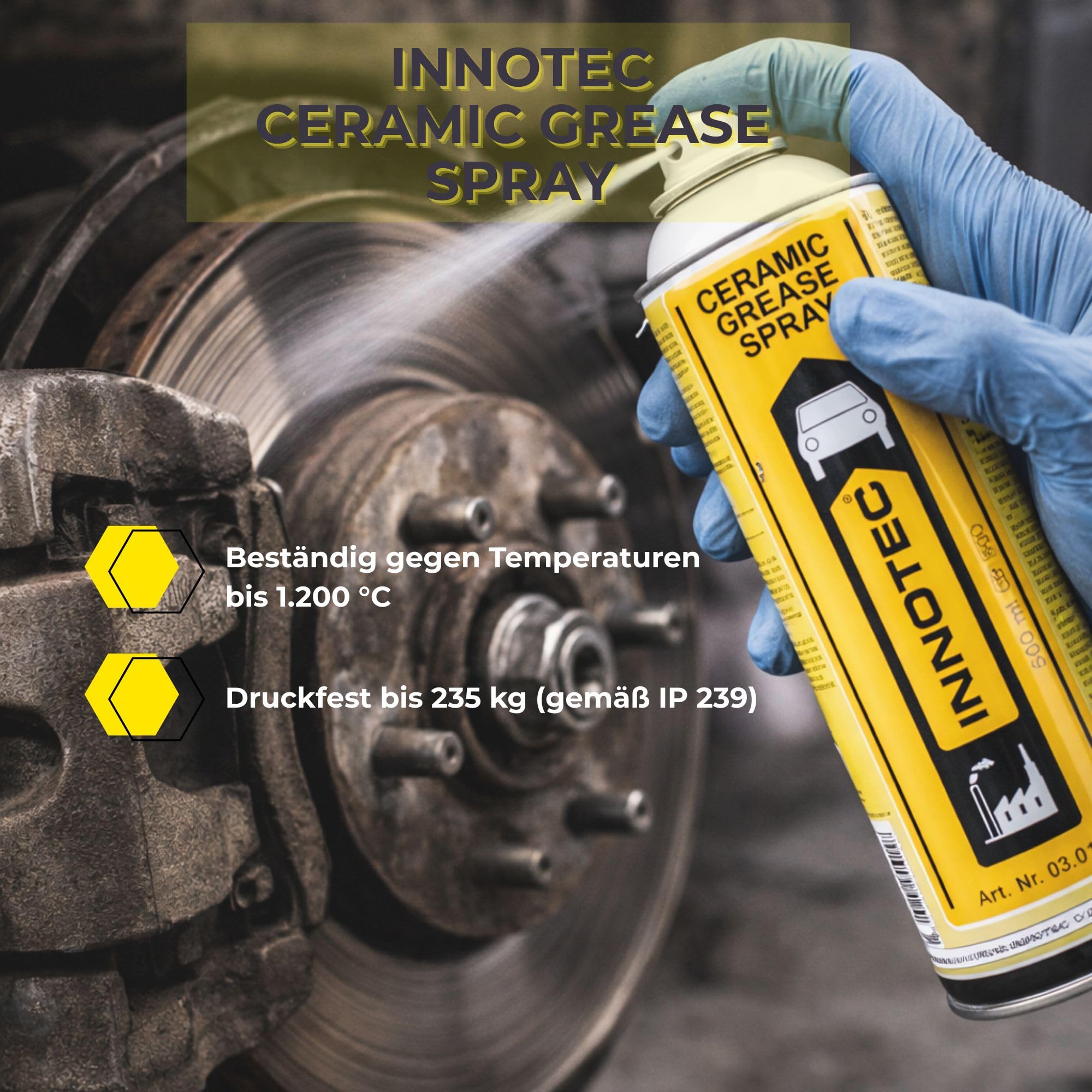 2 pezzi Innotec Ceramic Grease Spray – Grasso ceramico resistente alla pressione – Lubrificante ad alta temperatura per carichi estremi – Montaggio e manutenzione di sistemi di frenatura, sistemi di
