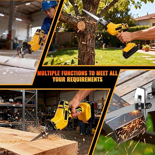 Miniatura 4 de Sierra recíproca inalámbrica velocidad variable, sierras eléctricas de cambio de hoja sin herramientas, incluye 2 baterías, cargador, 4 hojas de