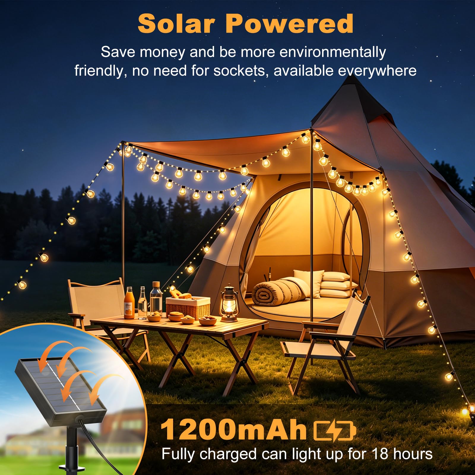 FIFlying Lucine solari da esterno 200 LED - 20+2 m Illuminazione da esterno Giardino Balcone 8 modalità - Dimmerabile resistente alle intemperie con telecomando