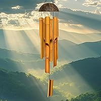Vista 11 de Campanillas de Viento de Bambú de 38", 6 Tubos, Campanilla de Viento de Madera Artesanal que Aporta una Melodía Única y Relajante, Crea un Ambiente