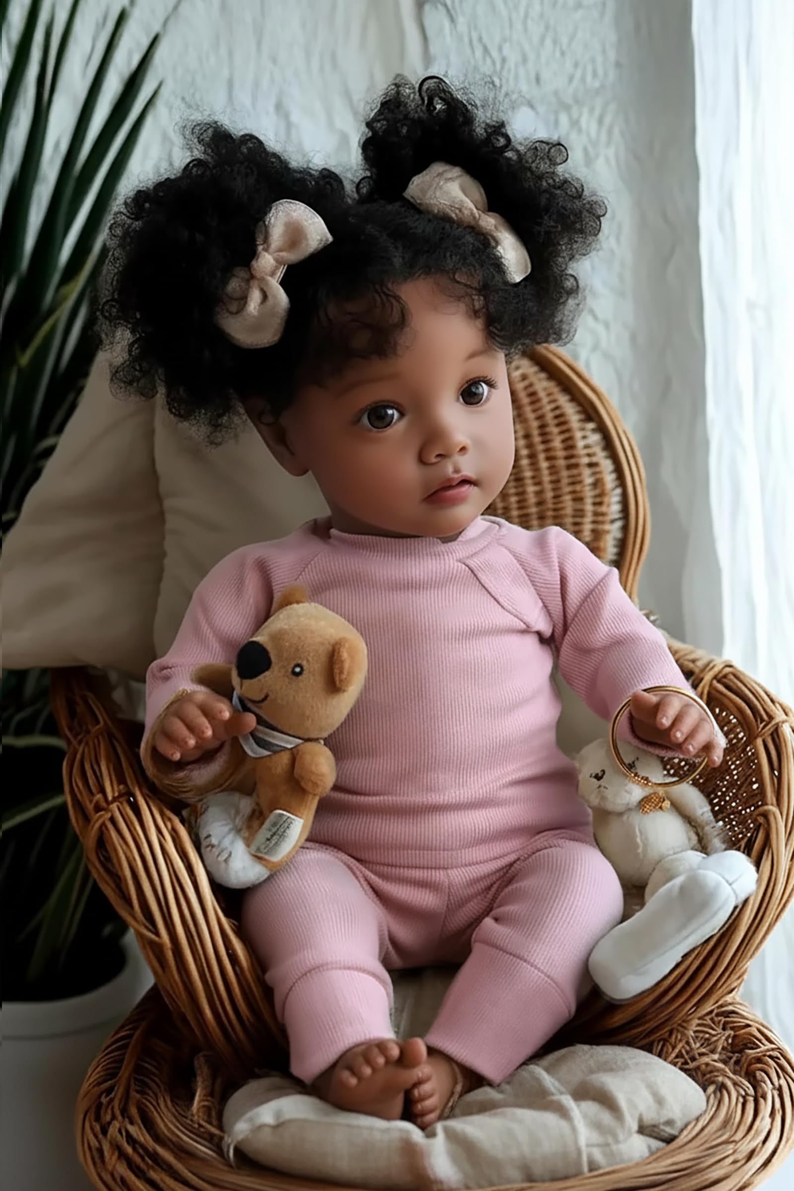 BABESIDE Lifelike Reborn Baby Dolls Daisy Black Girl- 20 Inch Soft Body Realistic-Newborn Handmade Real Life Baby Dolls with Clothes and Toy Gift for Kids Age 3+
