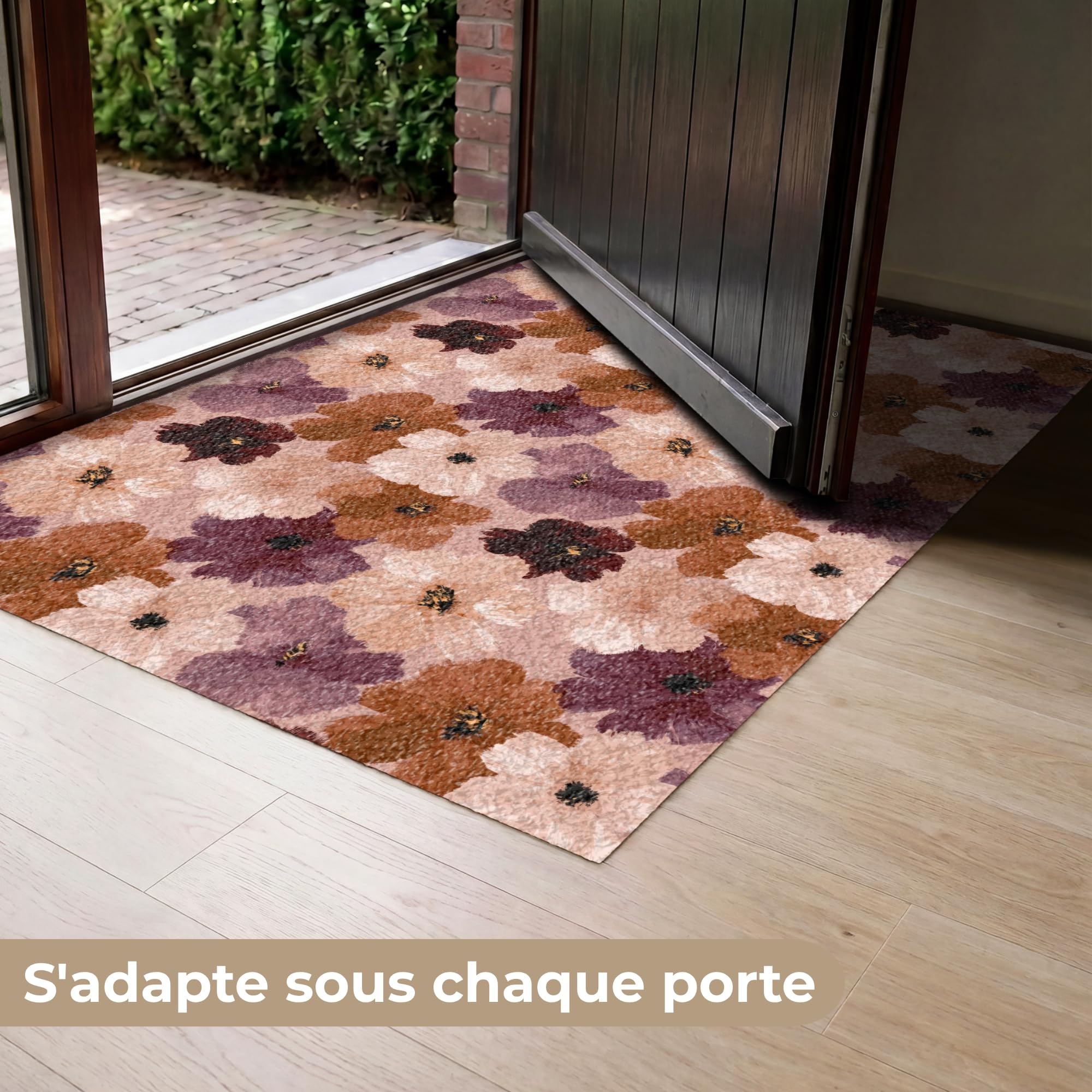 MuchoWow© Paillasson Tapis Entree Interieur d Entrée Exterieur Caoutchouc | 80x120 cm - d'entree Absorbant d'Entrée Intérieur pour Maison original Fleurs - Abstrait - Tons de terre
