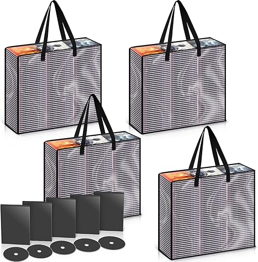 Buryeah Set of 4 DVD Storage Bags, DVD Storage Case Holder Organizer Holds up to 360