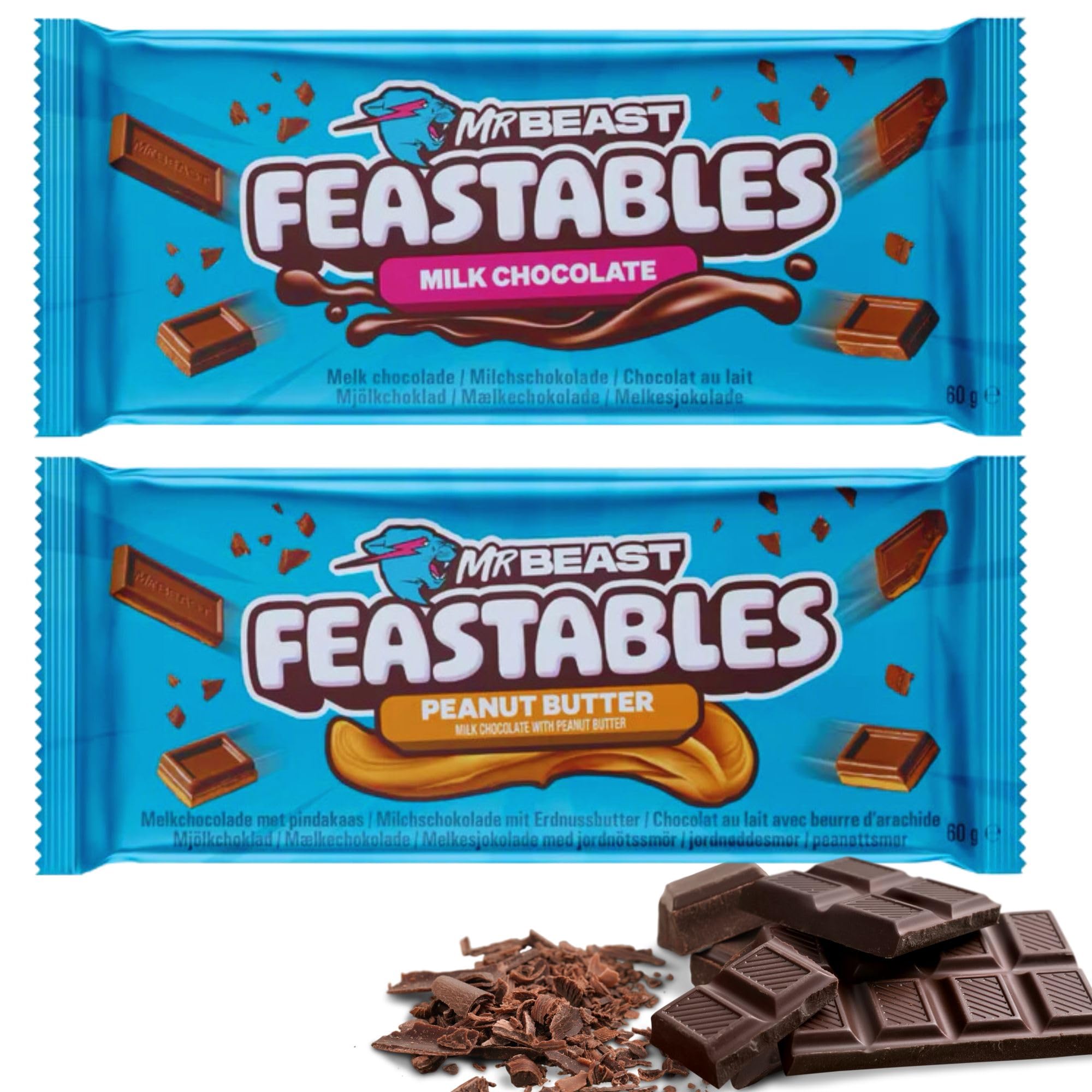 Milk Chocolate Bar Feastables Mrbeast Healthy Snack Individually Wrapped Bars for Dessert, Snacks Treats for Kids Small Gifts Presents for Women Mens Gift Set (Milk - Peanut)