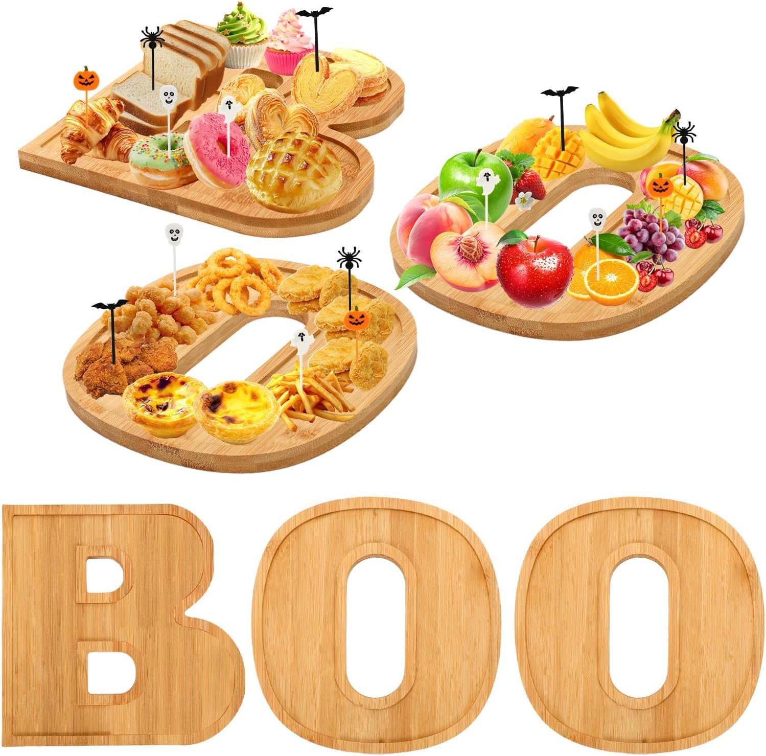 AUGSUN 53Pcs Halloween Charcuterie Board Set, 3 BOO Halloween Cheese Board